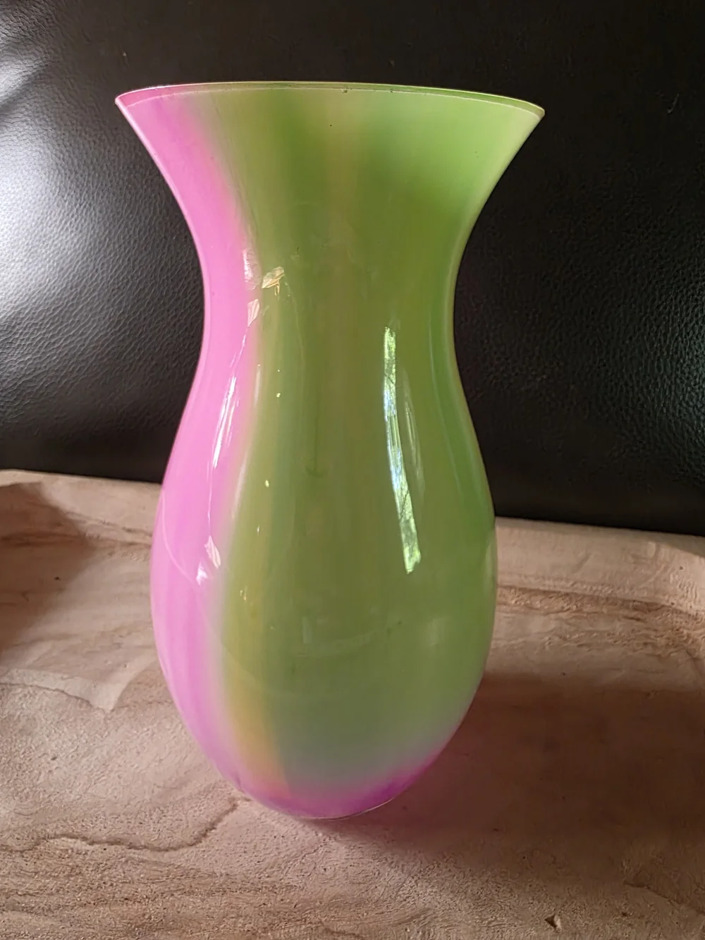 Pink and Green Swirl Glass Vase
